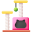 dessin d'un arbre à chat avec des plateaux rose.