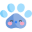 dessin d'un Coeur bleu avec patte de chat à l’intérieur.